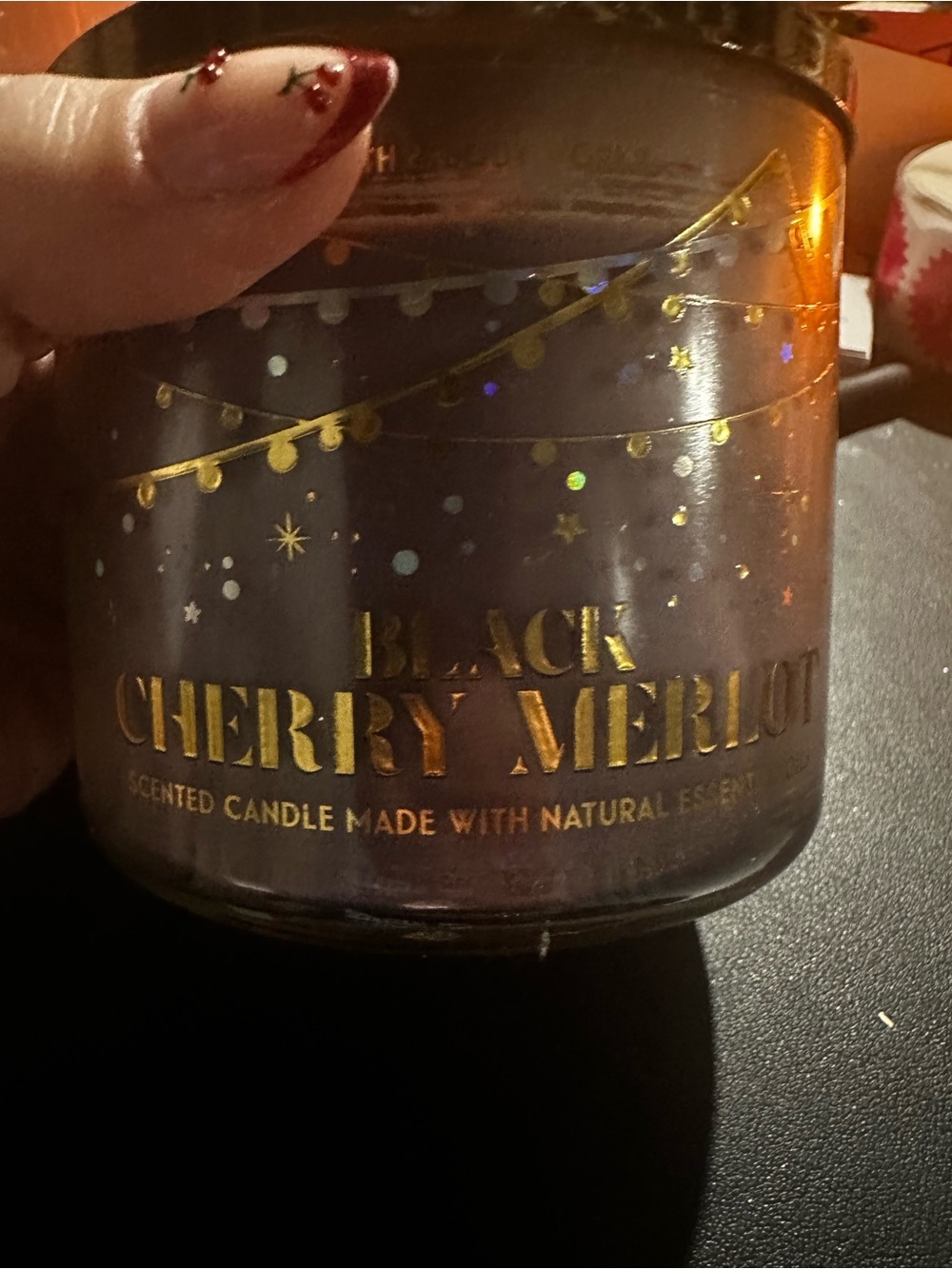 Bath & Body Works Black Cherry Merlot Candle - Purple and Gold